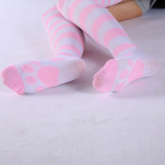 Kitten Paw Striped Socks