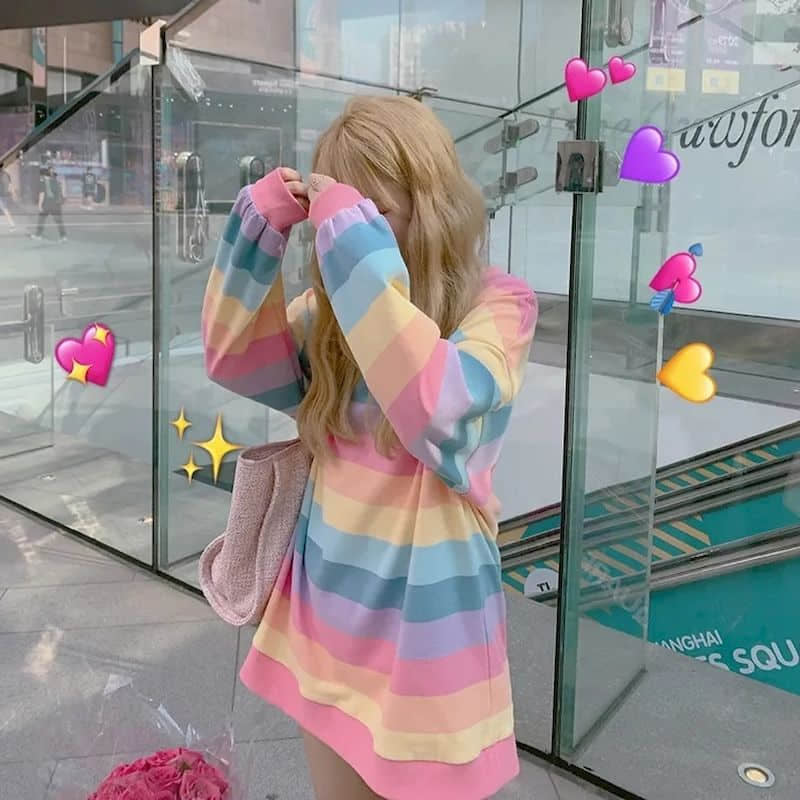 Lazy Days Pastel Rainbow Striped Top