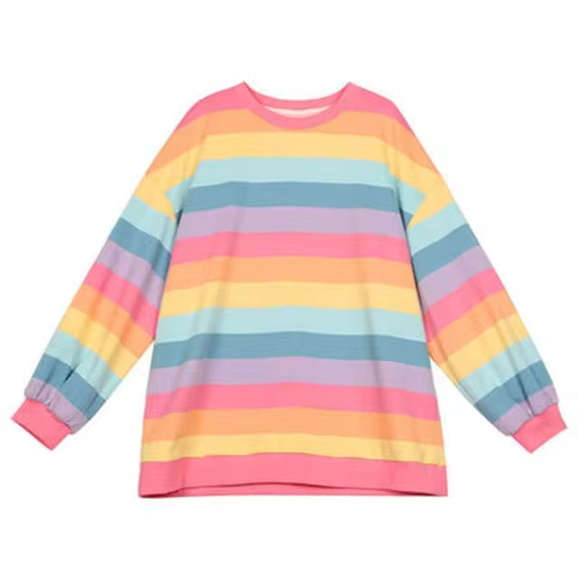 Lazy Days Pastel Rainbow Striped Top