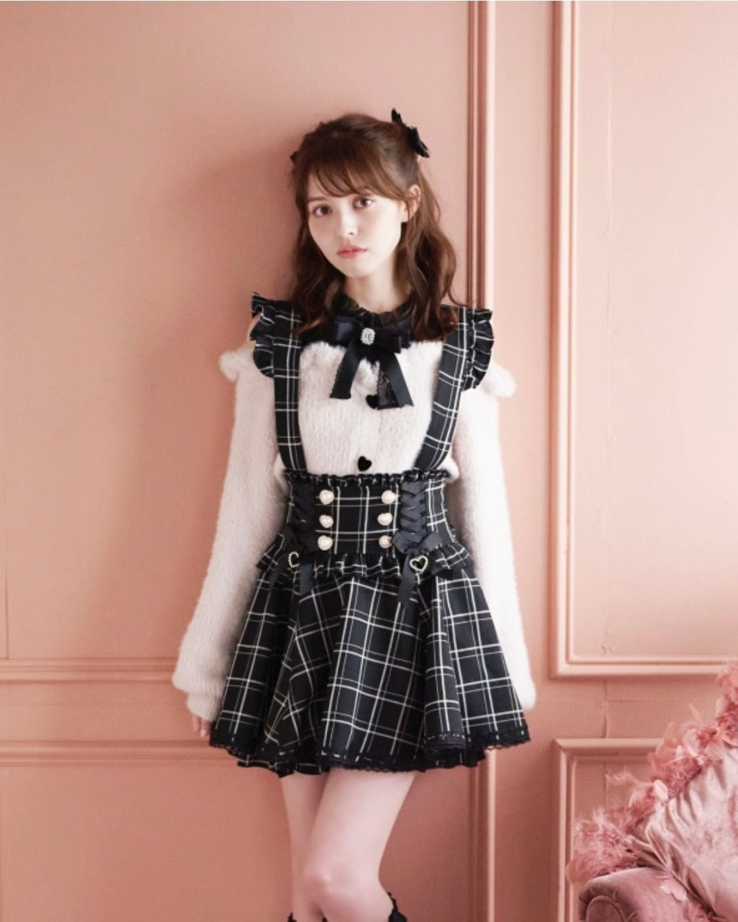 Ruffled Academia Suspender Skirt (Up to 4XL)