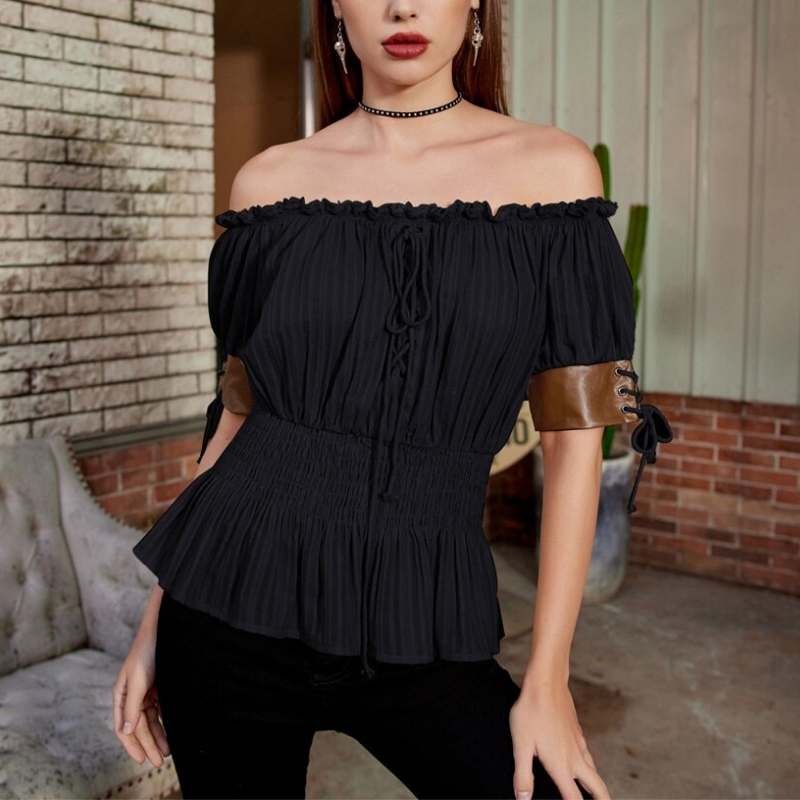 Steampunk bare shoulders shirt