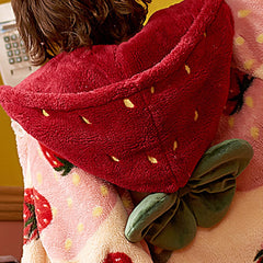 Oversized Fuzzy Strawberry Nightgown