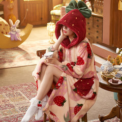 Oversized Fuzzy Strawberry Nightgown