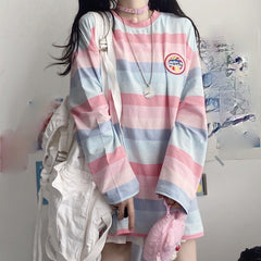Pastel Striped Oversized Top