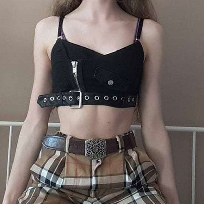 Patchwork Plaid Crop Top