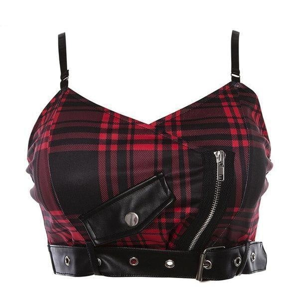 Patchwork Plaid Crop Top