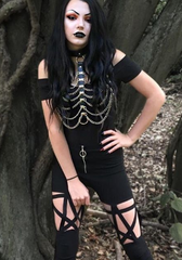 Pentagram Black Gothic 'O'ring Zipper Pants