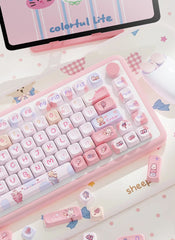 Pink Kawaii Teddy Keycaps Set