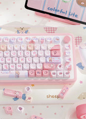 Pink Kawaii Teddy Keycaps Set