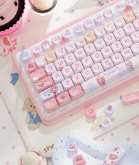 Pink Kawaii Teddy Keycaps Set