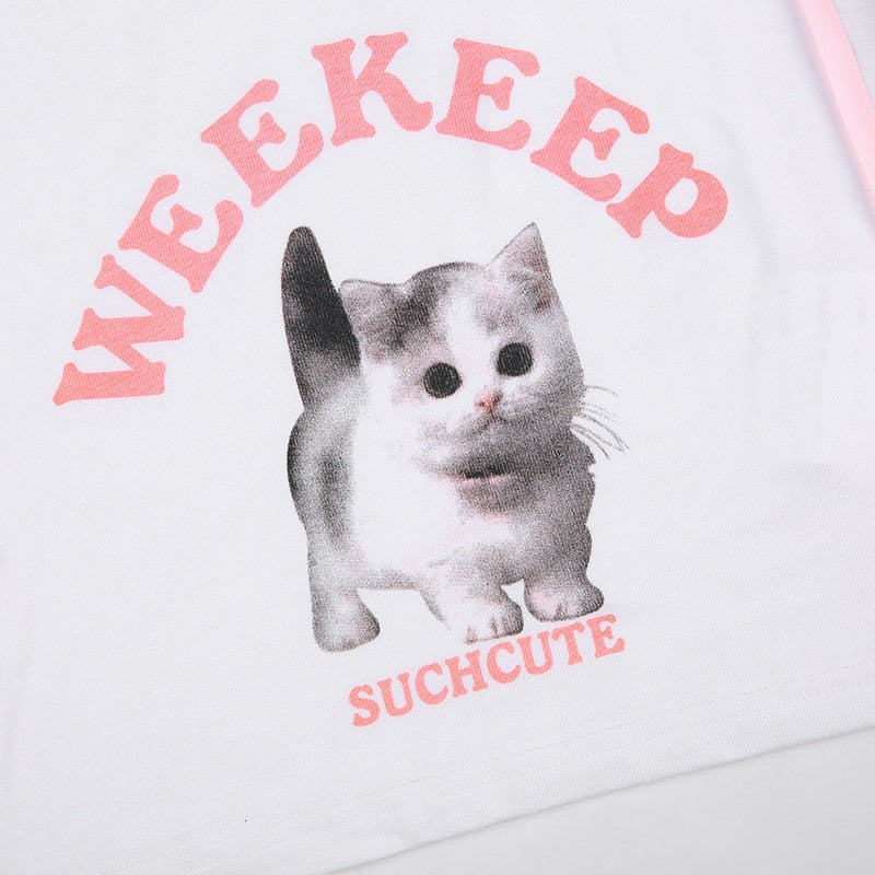 Pink Kitten Long Sleeve Crop Top