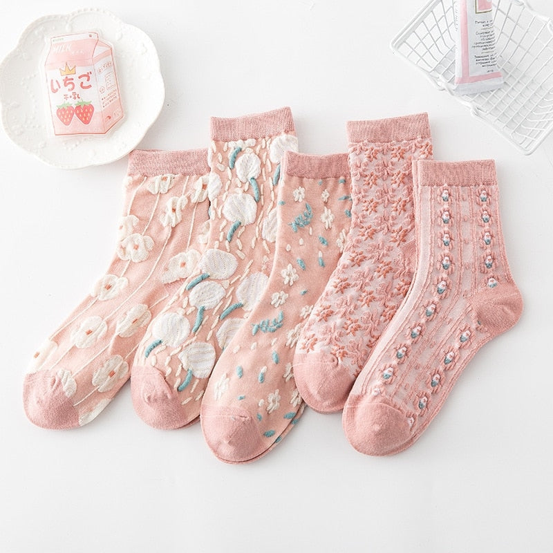 Pink Vintage Floral Sock Set