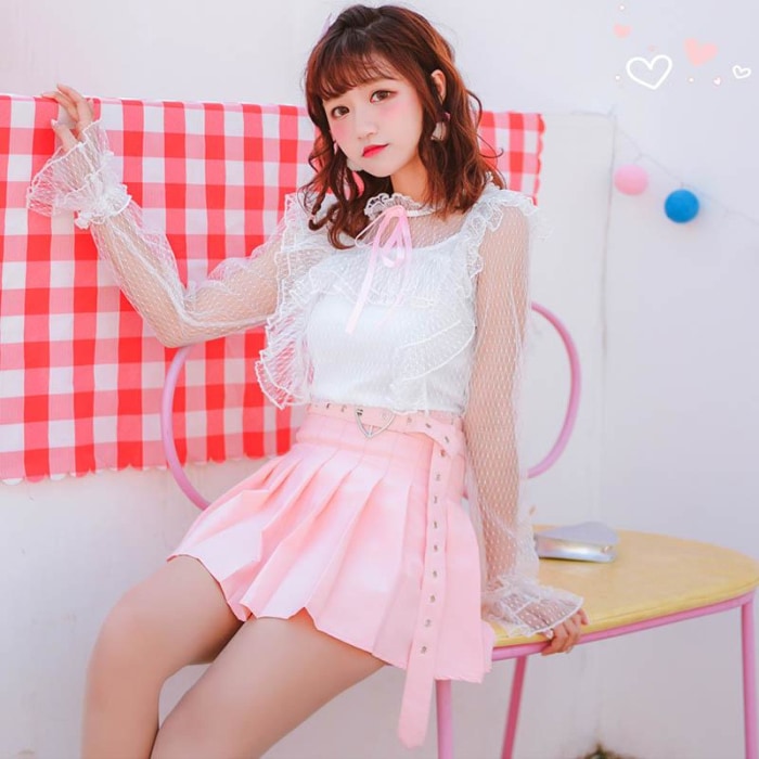 Pleated Belted Skirt
