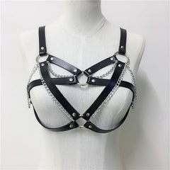 'Heart Beat' Black Goth PU Leather Body Harness