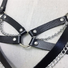 'Heart Beat' Black Goth PU Leather Body Harness