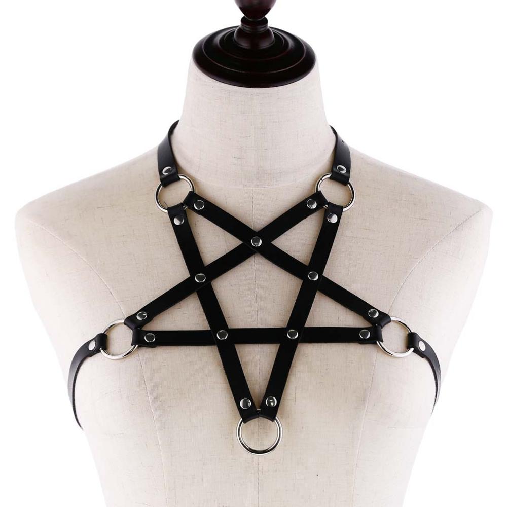 'Hellraiser' Black Fake PU Leather Harness