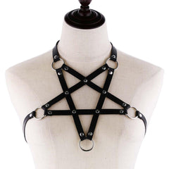 'Hellraiser' Black Fake PU Leather Harness