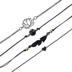 4PCs Black Bracelets
