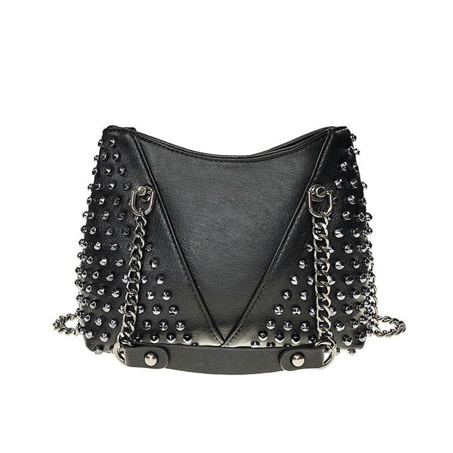 Small black stud bag. Faux leather