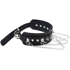 Stud and multi chain faux leather choker