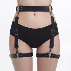 Goth 'Badblood' PU Faux Black Leather Belt Garter