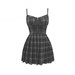 'Preppy' Grey or Red Plaid Grunge Dress