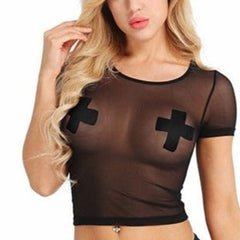 20 Pcs Black Cross Shape Self-Adhesive Nipple Pasties