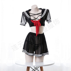 Alternative 'Burning down'  Black See Through Mesh Lingerie Cosplay Set
