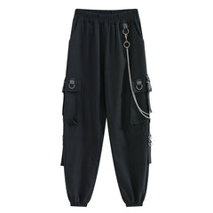 'End of the Train' Casual Black Grunge Goth Cargo Pants