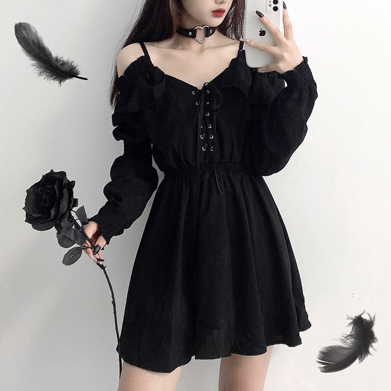 'Deadbeat' Black Grunge Dress