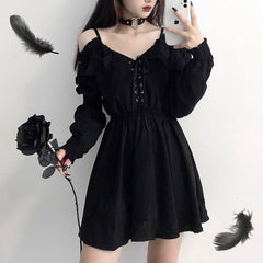 'Deadbeat' Black Grunge Dress