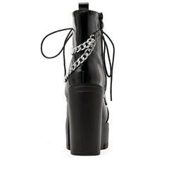 'Crying out Loud' Black Alt Gothic Chain Ankle Boots