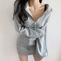 'Dangerous' Black Alt Grunge V Neck Hoodie
