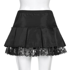Castaway' Black Grunge Pleated Lace Skirt