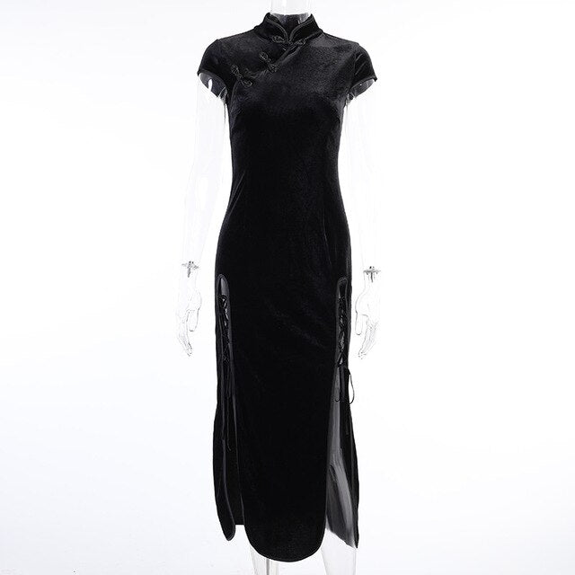 'Dead inside' Black Alternative Ankle Length Dress