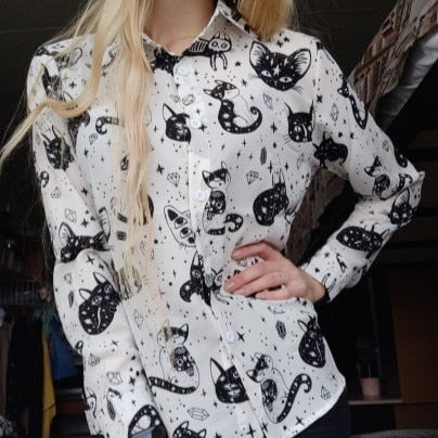 Cat Themed Blouse Shirt