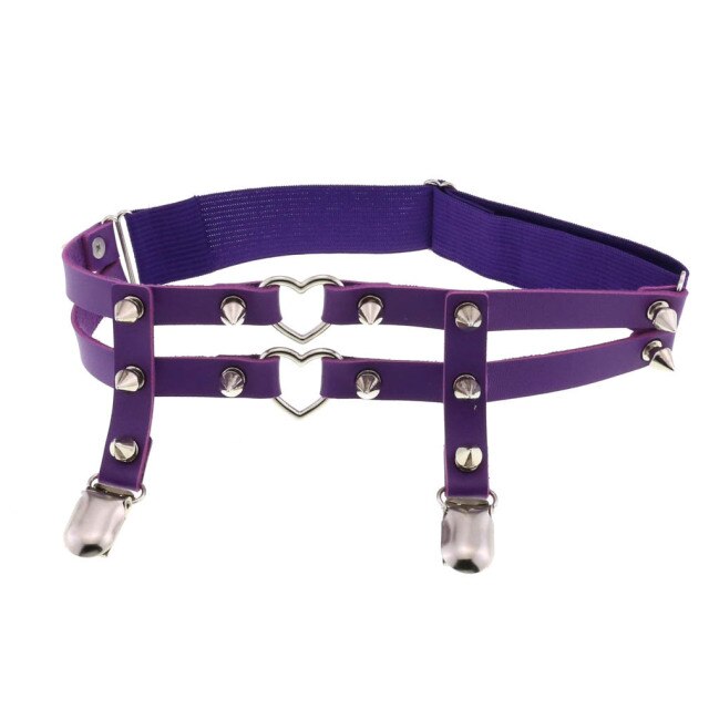 Double heart spike garter