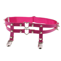Double heart spike garter