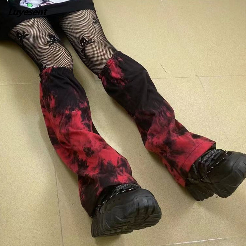 Red and Black Tie Dye Leg Warmers