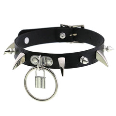 Goth 'Beat This' PU Faux Leather Black Spike Choker