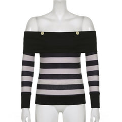 'Hometown' Grey Grunge Striped Long Sleeve Top
