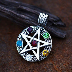 Pentagram Gem Stone Pendant Necklace