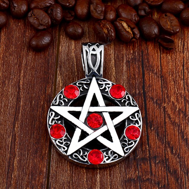 Pentagram Gem Stone Pendant Necklace