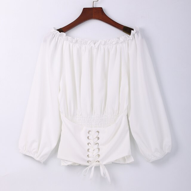 Steampunk shoulder-off blouse