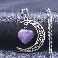 'Moon Heart' Black Alt Heart Lunar Necklace