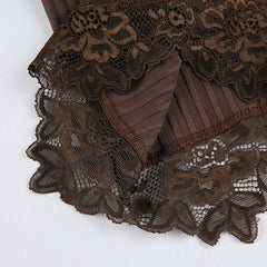 Casual Black Lace Crop Top