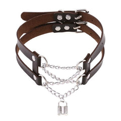 Lock Chain PU Leather Choker