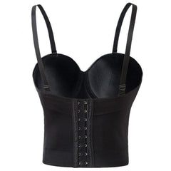 'Goth Scene' Black PU Leather Cropped Bustier Top. S-6XL