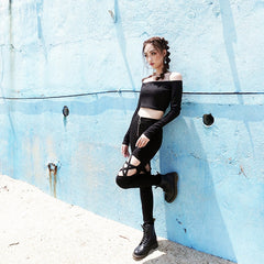 Pentagram Black Gothic 'O'ring Zipper Pants