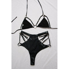 Goth 'Black Widow' PU Lingerie Set